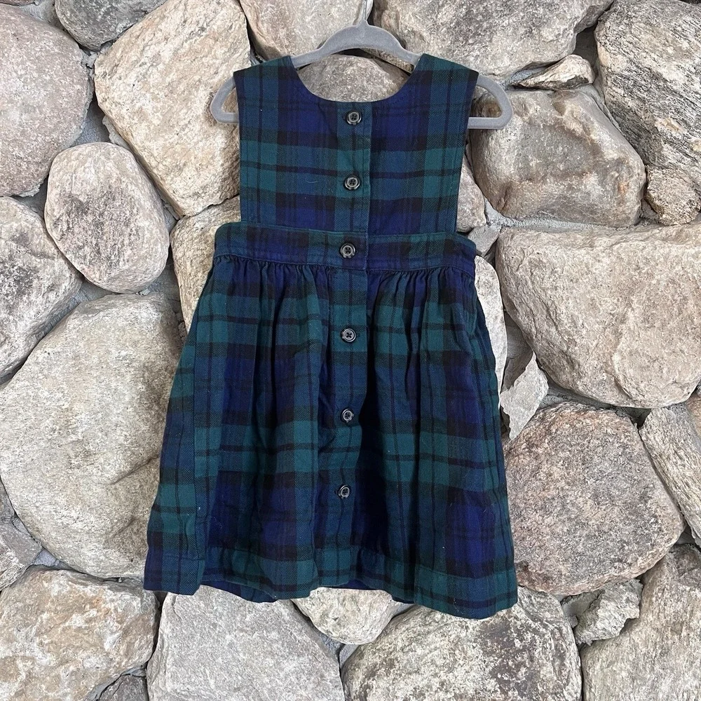 Ralph Lauren Dress Classic Plaid Cotton Sleeveless Blue Green Dress, Summer